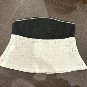 SHEIN Black and White Eyelet Fabric Tube Top